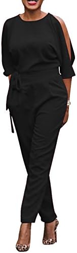 Wordbuy Women's Batwings Short Sleeve Slit Backless Prom Formal Evening Jumpsuits