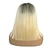 Long Bob Lace Front Wigs Pre Plucked Brazilian Glueless Human Hair Wig 2 Tone 1B/613 Straight Lace Wig for Black Women Bleached Knots Unprocessed Virgin Hair 14