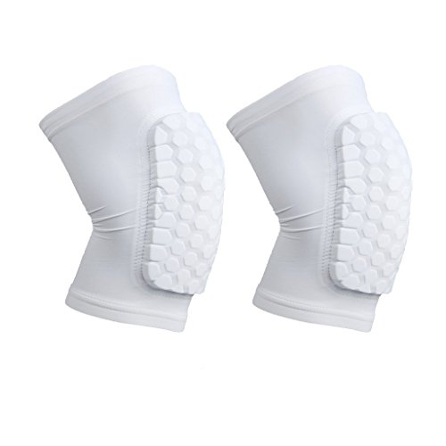 AceList 2 Packs (1 Pair) Protective Compression Wear - Men & Women Basketball Brace Support - Best to Immobilize, Strap & Wrap Knee for Volleyball, Football- Short Type - White