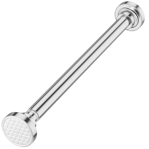 AIZESI Tension Curtain Rod 16-28 Inch，Silver Tension Rod, 1 inch Diameter Small Tension Rod No Drilling, Anti-Slip, Premium Stainless Steel Anti-Rust short tension rod