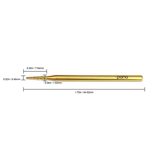 Pana 3/32" Sharp Point Bit Safety Nail Carbide Bit - Gold Color (Grit: Medium - M) for Electric Dremel Drill Machine