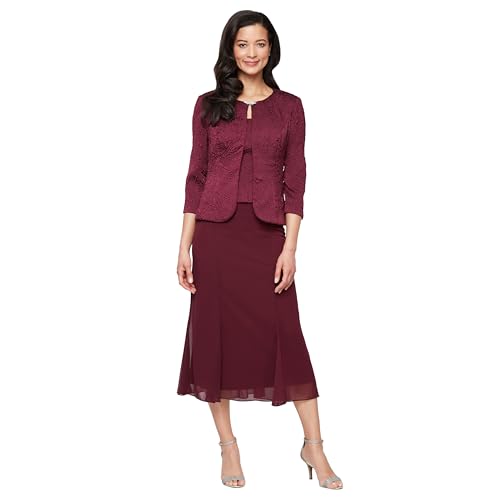 Alex Evenings Women's Tea Length Jacket Dress, Perfect for Weddings, Formal Eve…