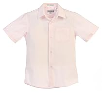 Gioberti Boy's Short Sleeve Solid Dress Shirt, Pink, 4