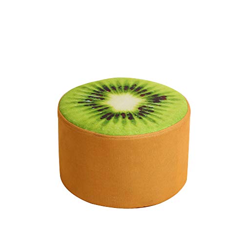 Corldif Round Ottoman Foot Stool/Linen Fabric Cover, Short Leg,Children Size(Kiwifruit)
