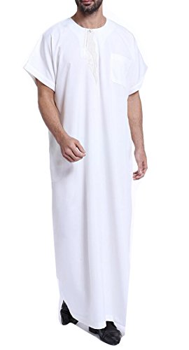 WSPLYSPJY Men Thobe Abaya Robe Dishdasha Arabic Kaftan Muslim Dress