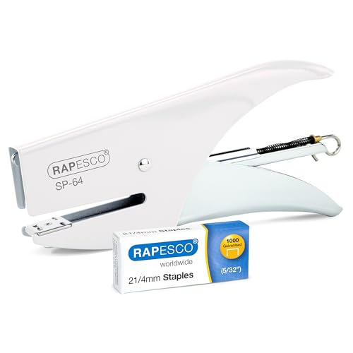 Rapesco 1381 SP-64 Cucitrice a Pinza e 1000 Punti Tipo 21/4 mm, Capacità 12 Fogli, Bianco