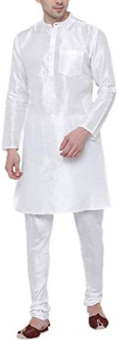 Svanik White Blended Solid Kurta Pyjama Set