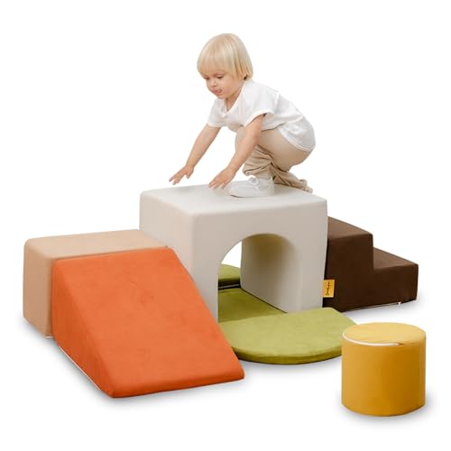 BanaSuper Foam Climbing Blocks for Children, Foam Building Blocks XXL, EN71 Certified & Non-Slip, Children's Montessori Toy, Washable Case for Indoor Fun, Baby Soft Playset (Colourful)