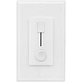 DUCHOW 12-24V DC Dimmer Switch for LED Strip Lights - Vertical Slider Wall Mount Control, Single Color, Can NOT Be Used with 120V, Wall Plate Included (1 Pack, White)