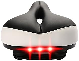Standard Anatomic Relief MTB Memory Foam Padded Bike Seat with Waterproof Safety taillight (WHITE / BLACK)
