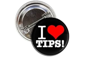 LUNCH MONEY I Love Tips Button Badge Pin Waitress Waiter Hairdresser Valet Delivery Driver