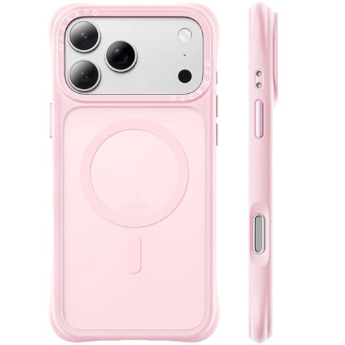 ORNARTO Magnetic for iPhone 17 Pro Case,20FT Military Grade Drop Shockproof Corner Protection,Compatible with MagSafe,Slim Translucent Matte iPhone 17 Pro Cover-Pink