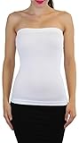 ToBeInStyle Women's Seamless Bandeau Tube Top Ribbed Without Pad - White - One Size