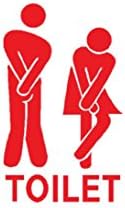 Removable Cute Man Woman Washroom Toilet WC Sticker Family DIY Decor (Red)