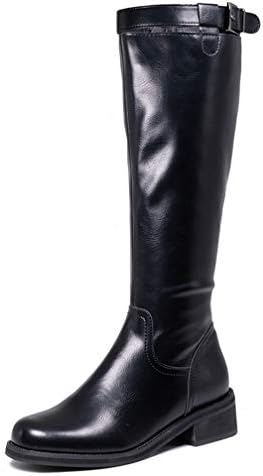 ロングブーツ レディース ヒール ジョッキーブーツ 厚底 24 0cm 疲れない ブーツ 大きいサイズ ワイズ ブラック 黒 美脚 チャンキーヒール 痛くない 歩きやすい レディースブーツ