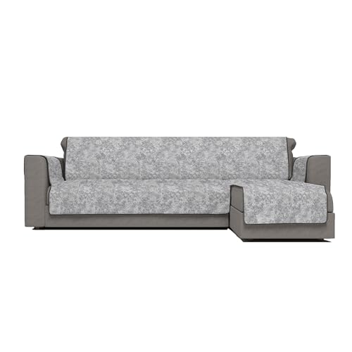 Italian Bed Linen “ Glamour” Anti-Slip Sofa Cover with Chaise-Longue Right, Dark Grey, 190cm