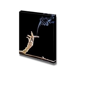 Canvas Prints Wall Art - Hand of Death Holding a Smoking Cigarette | Modern Wall Decor/Home Decoration Stretched Gallery Canvas Wrap Giclee Print. Ready to Hang - 12" x 12"