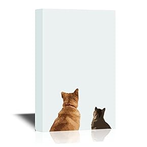 Peekaboo Animals Canvas Wall Art - A Dog and a Cat - Gallery Wrap Modern Home Art | Ready to Hang - 12x18 inches