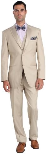 Mens 2 Button 3 Piece Modern Fit Walton Tuxedo with Vest Beige 42R
