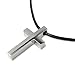 Loralyn Designs Small Simple Stainless Steel Cross Pendant on 20 Inch Black Leather Necklace Cord