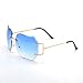 MINCL/Hot Oversized Rimless Sunglasses Women Clear Lens Eyewear (gold-light blue, gold-light blue)
