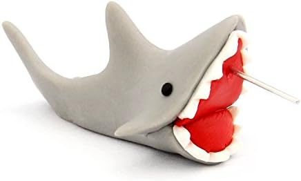 YUONUO Cute Earrings Handcraft Polymer Clay Shark Biting Ears Stud Personality Earrings Color Grey (One Pair)