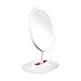 DAXGD Vanity Makeup Mirror with LED Lights, 10x Magnification Pocket Mirror, Cosmetic Organizer Tray for Desk or Tabletop
