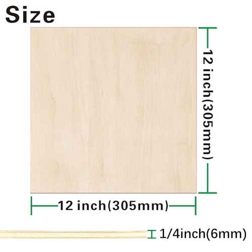 12 Pack Basswood Sheets 1/4 inch,12"x12"x1/4" Plywood Sheets,6mm Basswood for Laser Cutting,Laser photo 7