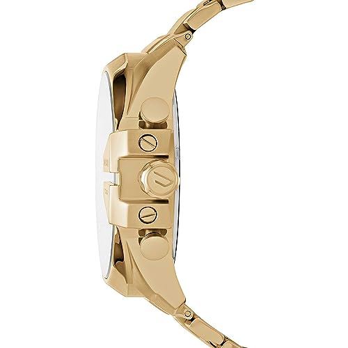 Diesel Herrenuhr Mega Chief, QuarzChronographenwerk, 51 mm goldenes Edelstahlgehäuse mit Edelstahlarmband, DZ4360