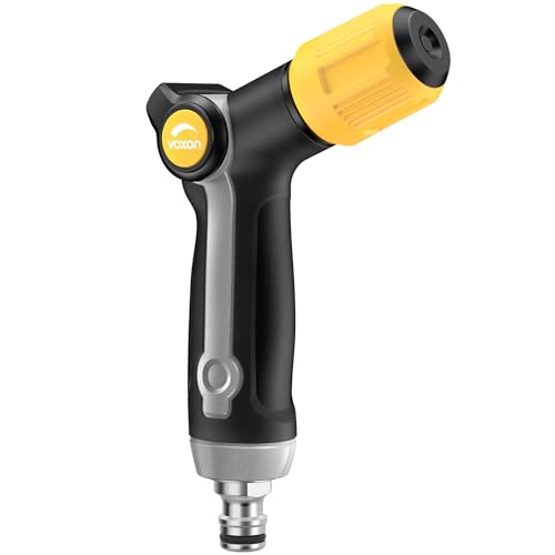 VOXON Pulverizador de Jardín de Metal de Alta Resistencia, Pistola Manguera Jardin Resistente y Duradera, Con Control Mediante el Pulgar y Flujo de Agua Ajustable, Ideal para Riego y Lavado de Coches