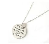 bestwishes2u Retro Sun Alphabet Lettering Silver Necklace Mother an Son Pendant Chain Necklace Jewelry