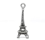 Housweety 50pcs Silver Tone Eiffel Tower Charm Pendants 24x9mm