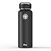 ATLIN DNE Water Bottle 40 oz. Double Wall Flask Stainless Steel Vacuum Insulation - Black