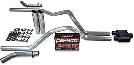 Truck Exhaust Kits - Shop Line dual exhaust system 2.5 AL pipe Flowmaster Super 10 2.5" Polished Rolled Edge Clamp on Tip Corner exit
