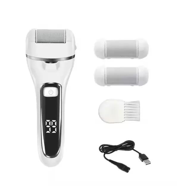 Electric Foot File for Hard Skin - Callus Remover Grinder for Feet with Led Display for Removing Hard, Dead Skin - Foot Scraper Scrubber, Pedicure Sets for Feet - Includes 3 Roller Heads