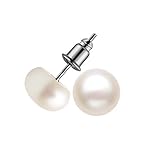 Anmao Fashion 9-10mm Pearl Earrings Pearl for Women Jewelry of Platinum Plating Oblate Freshwater Pearl Earrings Wedding Jewelry CRER03
