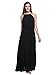 Persun Women's Open Shoulder Cut Out Back Pleated Chiffon Sleeveless Maxi Dress Black Large