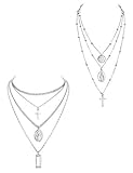 ORAZIO 2PCS Layered Necklace for Women Girl Cross