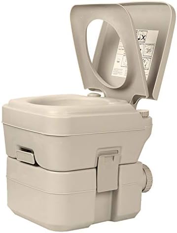 Portable Toilet for Camping Traveling Outdoor Activities 5.2 Gallon Flushable RV Boat Beach Wood Porta Potty for Adults and Kids