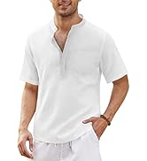 Camicia di Lino Uomo Estiva Cotone Camicia Coreana Casual Bianca Henley Shirts Manica Lunga Leggera Traspirante Elegante Camicie Mare Botton Down Hawaiana Classica Camicia Ufficio per Le Vacanze