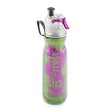 O2COOL ArcticSqueeze Insulated Mist 'N Sip Squeeze Bottle 20 oz., Green/Purple Splash