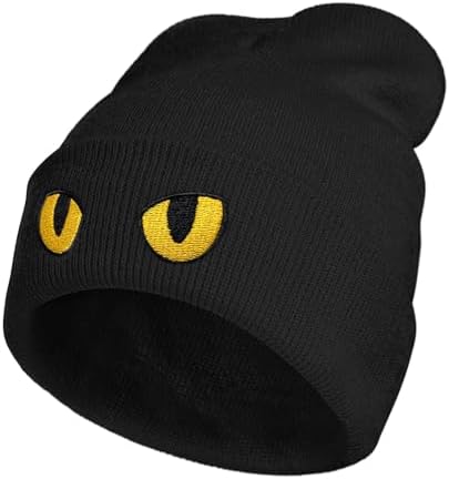 Goth Crescent Moon Embroidery Beanie Hat for Men Women Winter Warm