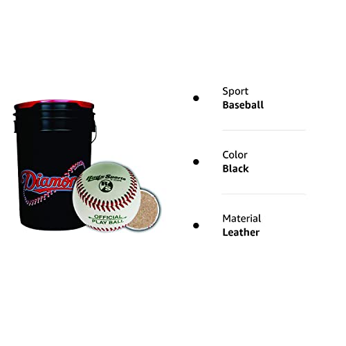 Diamond Sports 6Gallon Bucket Black with 30 Diamond Sport DOB SP Practice Baseballs R100PB