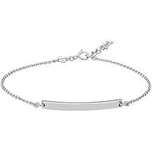 Women's Engravable 925 Sterling Silver Adjustable Box Chain Bracelet with Polished I.D. Bar, 7.5, Size 0