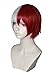 Cfalaicos Silver Red Mixed Todoroki Shouto Cosplay Wig with Free Wig Cap + Hair Accessories