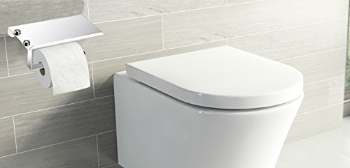 Prorighy Stainless Steel Mobile Stand Featuring Toilet Paper Holder for Bathroom | Stainless Steel Toilet Wall Mount | Mobile Phone Storage