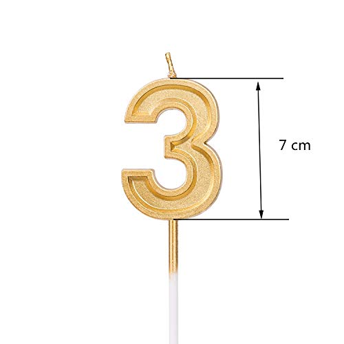 Qj-solar 2.76 inch Gold Number 30 Birthday Candles,30th Cake Topper for Birthday Decorations - Thumbnail 2