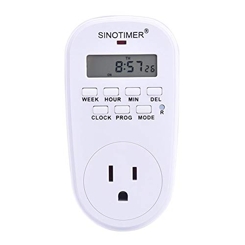 Electronic Digital Mains Timer Socket Plug-In, 7 Day Weekly Programmable Plug-In Timer Switch