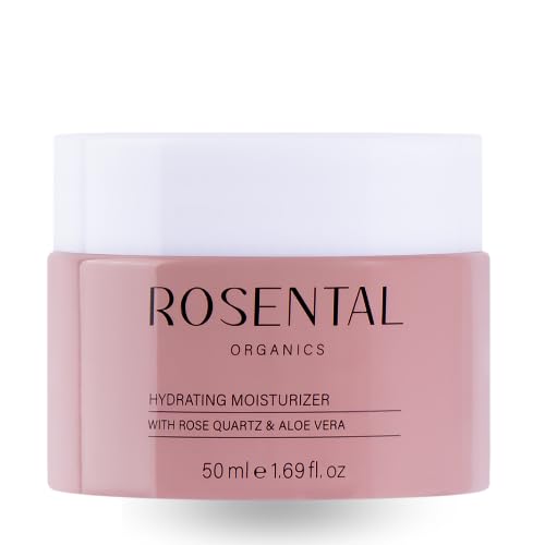 ROSENTAL Organics Hydrating Moisturiser - Moisturising Cream with Rose Quartz, Hyaluronic & Aloe Vera - Face Cream - 100% Natural - Face Care - Dry Skin - Natural Cosmetics (50 ml)