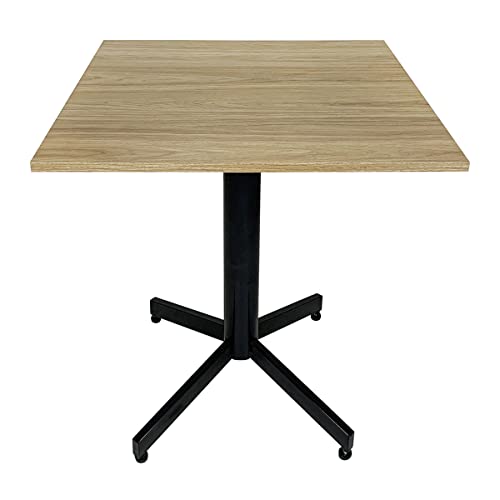 CASA FERRO Mesa para Caféteria o Restaurante para 2 Personas. Ideal para cafetería, Restaurante, bistró.Hechas en México. Pedestal Acero (Mesa Hickory)